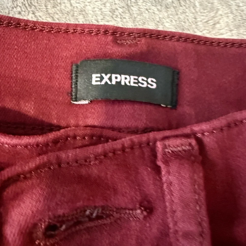 Express Burgundy Mid Rise Skinny Jeans
